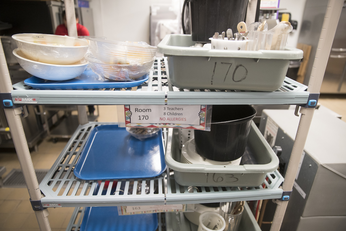 plates on wire racks